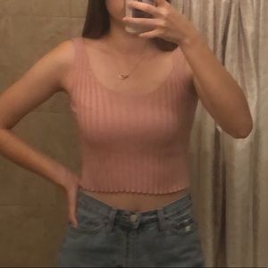 pink basics cropped top